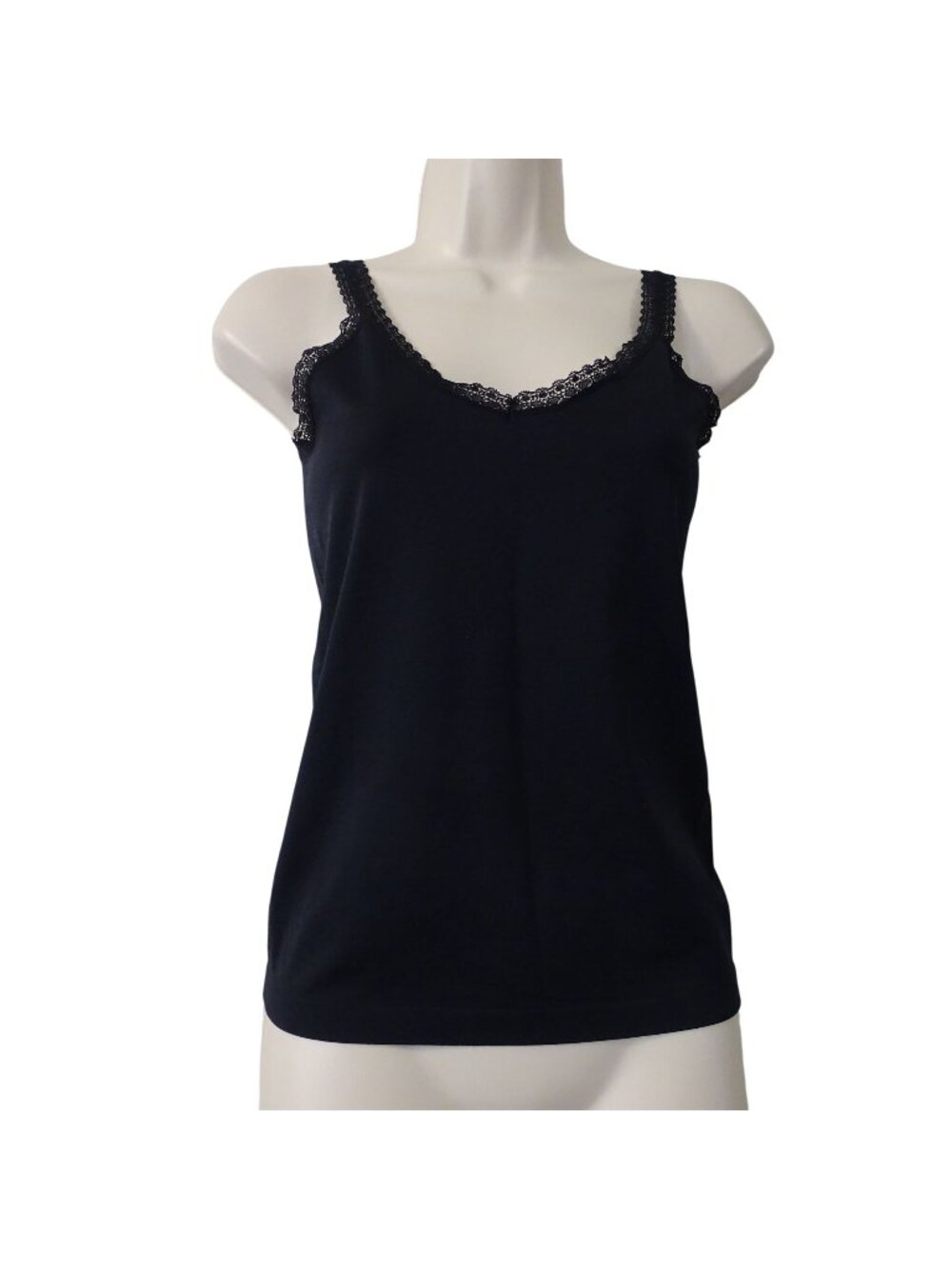 Nouvelle Seamless Intimates Shaper Slimming Black Lace Trim Camisole Tank Size L